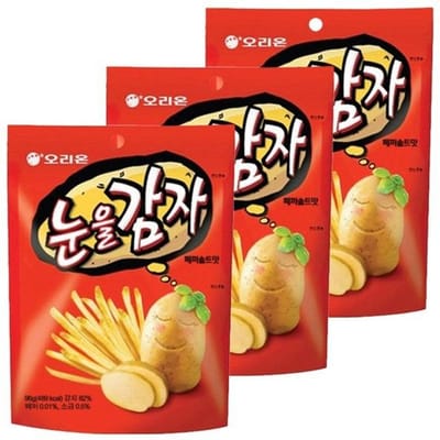 Orion Ferme les Yeux Bâtonnets Chips de Pomme de Terre Salées Croustillantes Snack 96g (Lot de 3) black