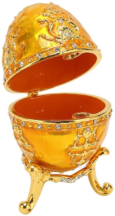 Cosensi - Egg Style Jewelry Trinket Box - Decoratief - Handgeschilderd - Goudkleurig - Sieradenopbergdoos - Voor thuisdecoratie - 9.5x5.4x5.4 cm