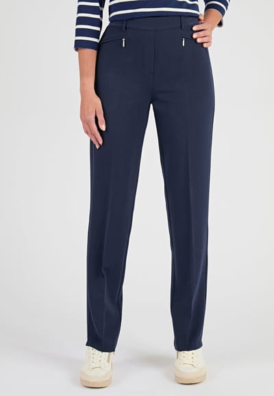 Damart - Klassieke broek met rechte pijpen - Dames - Blauw - 52