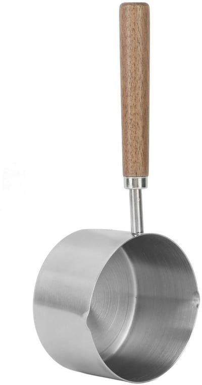 Dailygoods- Melkpan 200 Ml - Roestvrij Staal - Mini Steelpan - Boterwarmer - Antislip Handgreep - Gelijkmatige Verdeling