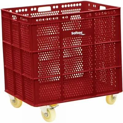 Softee Pu Mand Met Wielen Zilver 47.5x53.5x62 cm