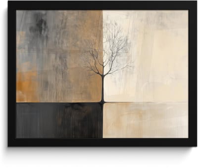 Poster in lijst - Fotolijst 40x30 cm - Posters - Boom - Vlakken - Takken - Kleurverloop - Posterlijst zwart - Decoratie - Wanddecoratie woonkamer - Muurdecoratie slaapkamer