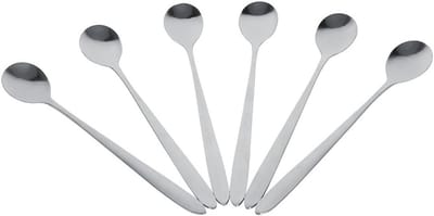 Stijlvolle RVS lepelset van 6 stuks voor latte, ijs, soep en desserts met lange steel