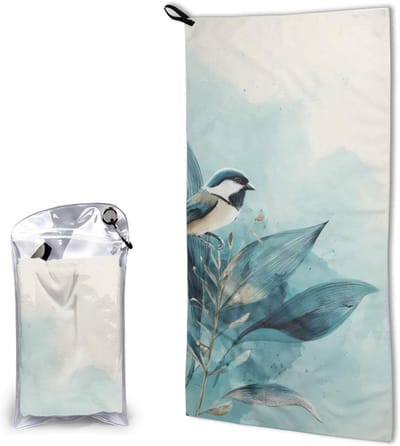 Watercolor Teal Bird microvezel handdoek sneldrogend absorberend voor sportschool kamperen wandelen zwemmen reizen lente lichtgewicht compacte grote strandlaken 80 x 40 cm