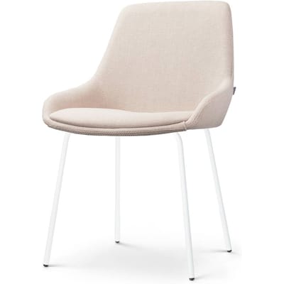 Nolon Nora-Isa Eetkamerstoel Beige - Stof - Wit Onderstel - Design - Scandinavisch - Comfortabel