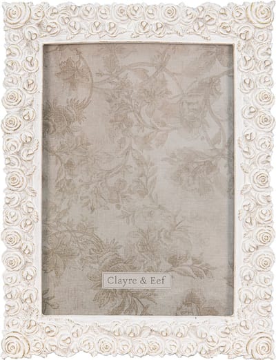 Clayre & Eef Fotolijst 17x22 cm Wit Goudkleurig Polyresin Bloemen