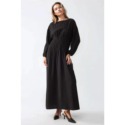 langen mouwen crew neck maxi jurk