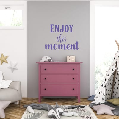 Muursticker - Enjoy This Moment - 46,4 x 62,4 - Paars