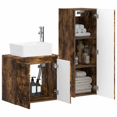 vidaXL - Badkamermeubel - Set - 2 - st - Gerookt - eiken - 33 - x - 34,5 - x - 100 - cm