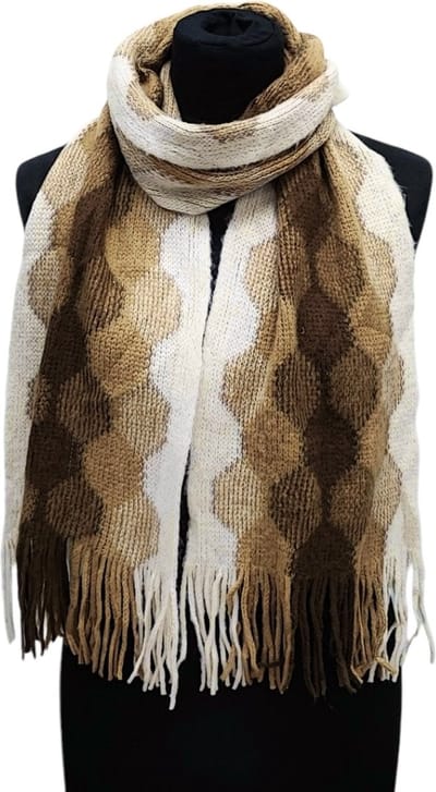 Lange Gebreide Sjaal - Unisex - Beige/Camel - 180 x 25 cm (144)