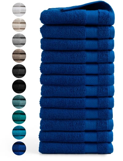 DoubleDry Handdoeken 50 x 100 - set van 12 - Hotel kwaliteit 500 g/m2 - 12x Klassiek Blauw