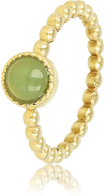 My Bendel - Bolletjes Ring met Ronde Edelsteen • Green Aventurine - met Luxe Cadeauverpakking | Sieraden Voor Dames | Maat 19.00 Mm / Maat 60