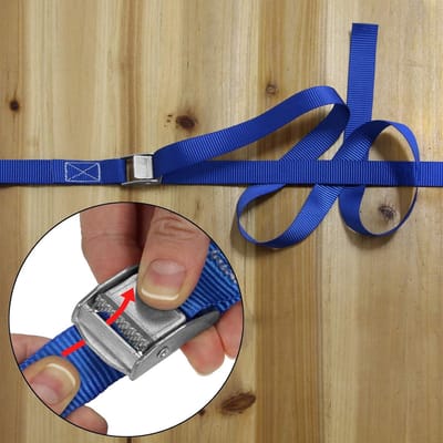 Candala Sjorband spanband bevestigingsband met klemgesp - blauw, beschikbaar in verschillende lengtes en hoeveelheden - draagvermogen tot 250 kg DIN EN 12195-2, 4 stucks 2.5 cm x 2.5 m