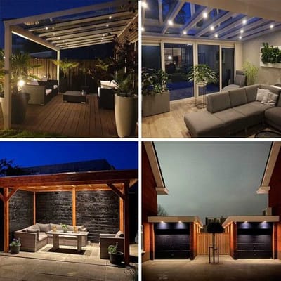 Set van 4 HOFTRONIC Sienna - LED Inbouwspot voor veranda, overkapping en badkamer - Zwart - 12 volt - Incl. afstandsbediening - Dimbaar en kantelbaar - 3 Watt 200 lumen - Zaagmaat: Ø 44 mm - extra plat 30mm - 2700K Warm wit - IP44 waterdicht