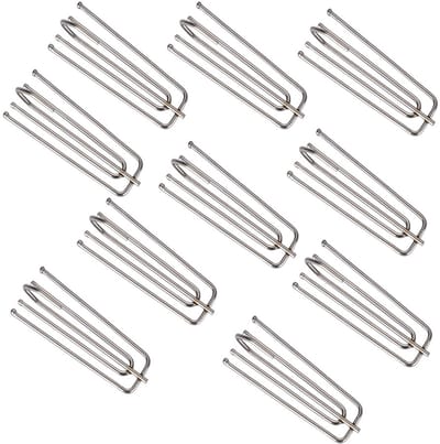 10-stuks Gordijnhaken - Vierpuntige haken - Plisséhaken - Gordijnaccessoires - Haken - Roestvrij staal - 4,1 x 2,6 x 0,2 cm - Voor gordijnen met plooien of band, zodat de gordijnen vrij kunnen hangen - Zilver