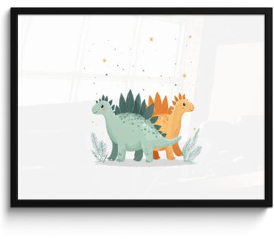 Poster in lijst - Fotolijst 80x60 cm - Posters - Planten - Sterren - Dinosaurussen - Oranje - Posterlijst zwart - Decoratie - Wanddecoratie woonkamer - Muurdecoratie slaapkamer