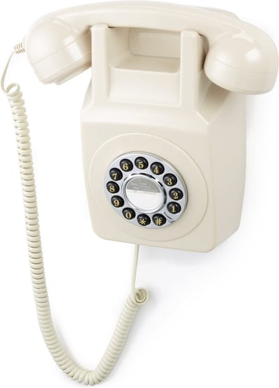 Retro vaste telefoon - met druktoetsen - wandmontage - ivoor - wandtelefoon