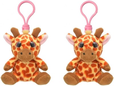Sleutelhanger Pluche giraf - 2x - knuffel sleutelhanger - 9 cm - dieren knuffel