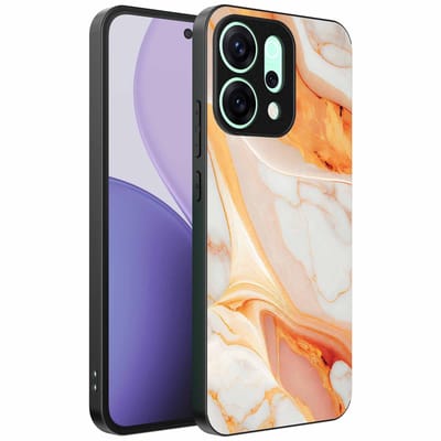 Geschikt voor Oppo Reno 14 Pro Telefoonhoesje met marmer opdruk - TPU backcover case marble design - Oranje - Smartphonica geschikt voor Oppo Reno 14 Pro