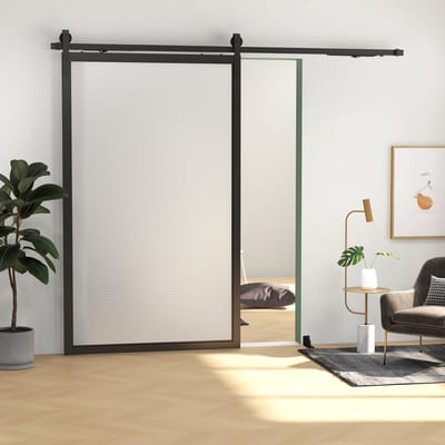 Schuifdeurset, Zwart – Stil En Soepel lopend, Voor Houten En Betonnen Wanden, 244 cm, Staal