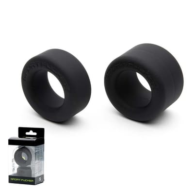 Sport Fucker Nut Job set van 2 rekbare cockringen/ball stretchers - zwart