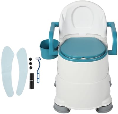 Comfortabele Toiletstoel met Dubbele Emmers, Antislip, Brede Armleuningen en Zachte Rugleuning voor Senioren en Personen met Beperkte Mobiliteit