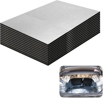 Pack van 12 Auto Isolatiematten 250 x 180 x 5 mm Zelfklevende Isolatiematten - Geluidsisolatie - Aluminium Butyl Mat - Brandwerend - Waterdicht