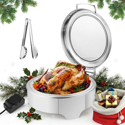 Elektrische Chafing Dish - Voedselverwarmer Buffet - Buffetten Warm Houden - Instelbare Temperatuur - 643 Liter - Zilver