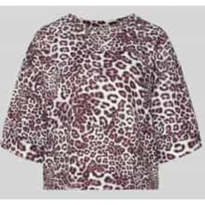 Relaxed fit T-shirt van viscosemix met all-over dierenprint