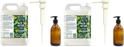 FAITH IN NATURE - Shampoo & Conditioner Seaweed & Citrus Refill - 2 x 5 Liter= 10 liter - met 2 pompjes - nu met 2 Gratis glazen refill flessen 500ml