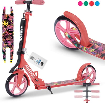 AREBOS kick scooter stadsstep kinderstep volwassen scooter rood