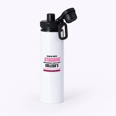 Hacebo® - De trotse stagiaire waterfles met draaidop zwart - Stagiair - beste stagiaire - werk - afscheidscadeau - verjaardagscadeau - kado - water fles - 850ML