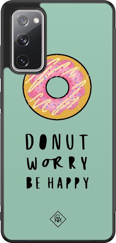 Casimoda® hoesje - Geschikt voor Samsung Galaxy S20 FE - Donut Worry - Zwart TPU Backcover - Snoep - Blauw