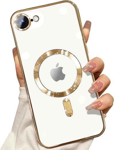 Magsafe Hoesje Geschikt Voor iPhone 16e / iPhone 17e hoesje Goud - Lens beschermer backcover