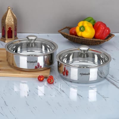 Roti Pot - Chapati Server - Warm en Zacht Houden - Dubbelwandig Geïsoleerd - 1000ml - 2 Stuks - Zilver