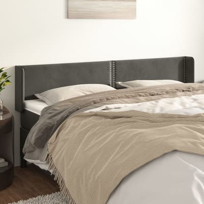 vidaXL - Hoofdbord - met - randen - 163x16x78/88 - cm - fluweel - donkergrijs