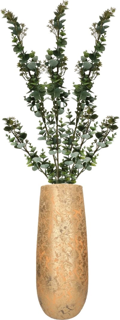 Bellatio Design Kunstplant sierttakken Eucalyptus luxe - 3x - 119 cm - lichtgroen - bladgroen - decoratief