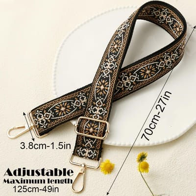 3,8 cm brede afneembare verstelbare schouderriem met retro patroon, voor crossbodytas handtas draagtas reistas heuptas camera riem vervanging gray