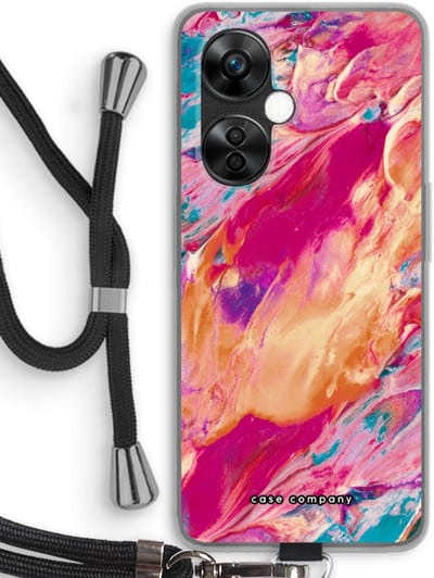 Case Company® - Hoesje met koord geschikt voor OnePlus Nord CE 3 Lite hoesje met Koord - Pastel Echoes - Telefoonhoesje met Zwart Koord - Bescherming aan alle Kanten en Over de Schermrand