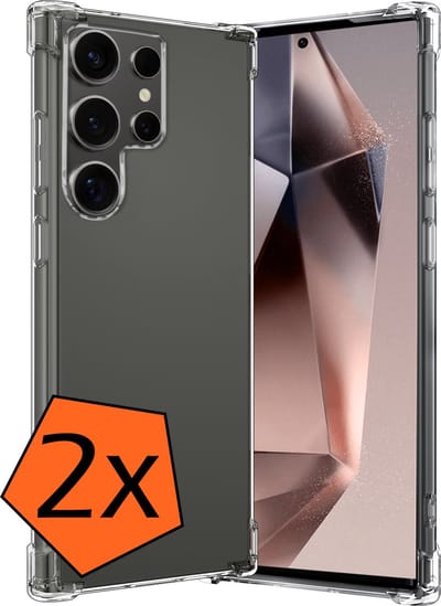 Hoes - 2 Stuks - Geschikt voor Samsung Galaxy S24 Ultra - Sterk & Shockproof - Siliconen Case - Back Cover - Telefoon Hoesje Shock Proof - Transparant
