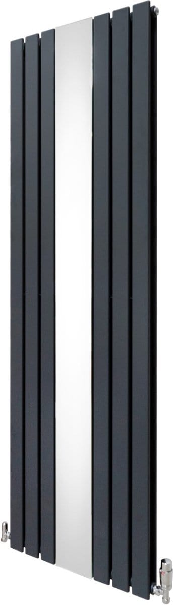 Platte spiegel radiatoren - grijs - 1800x565 mm - trv chroom kleppen
