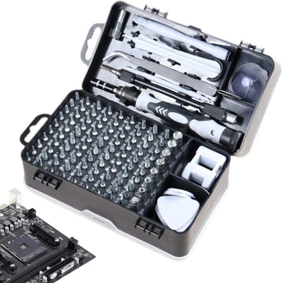 Precisie Schroevendraaierset - Magnetische Bits - Kleine Reparaties - 115 Delen Set - 15.8 x 9.2 cm - Grijs