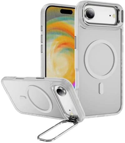 Hoesje Geschikt voor Apple iPhone Air - Compatibel met MagSafe & Qi2 - Back Cover met Standaard - Camera Kickstand - Transparant