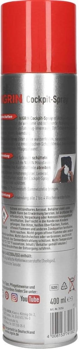 Cockpitspray neutraal 400 ml voor kunststoffen - stofafstotend, zijdemat, antistatisch onderhoudsschuim