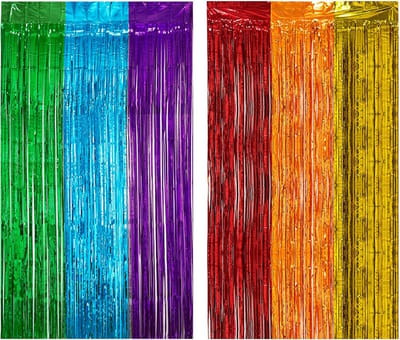 Kleurrijk Lametta Gordijn Regenboog Glitterdecoratie Feest Achtergrond 1x2m