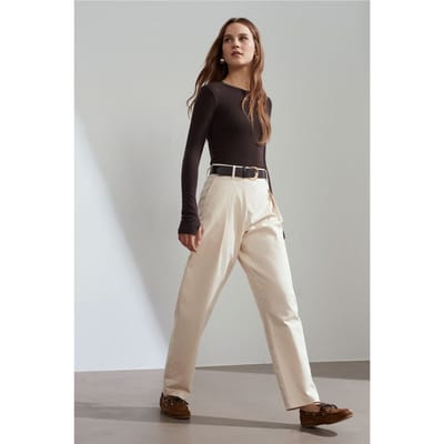 Hoge taille Wijde Pijpen Gabardine Broek