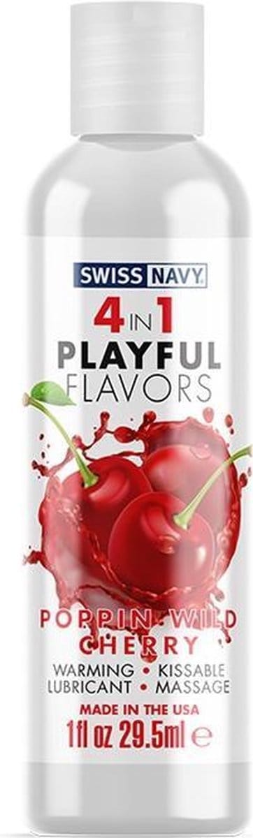 Swiss Navy - 4 in 1 Playful Flavors - Likbaar en Verwarmend Glijmiddel en Massage - Poppin Wild Cherry