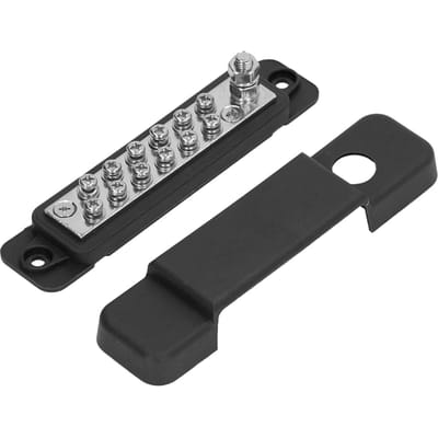 Stroomverdeelklemmenkast Busbar 12 Posities Studs Verdeelblok Busbar met Afdekking voor Caravan Jacht zwart