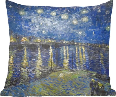 Sierkussens - Kussentjes Woonkamer - 60x60 cm - Sterrennacht boven de Orsay Parijs - Vincent Van Gogh