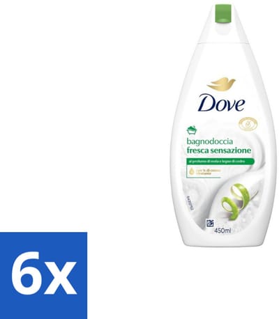 6 x Dove – Douchegel – Fresh Sensation – 450 ml - Douchegel - Fris Gevoel - Mild Reinigen - Huid Verzorgen - Schuim Douchegel